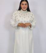 Cream  Zari & Stone Work stitched Georgette Designed Farasha Party Wear