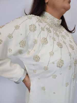 Cream  Zari & Stone Work stitched Georgette Designed Farasha Party Wear 3