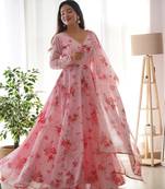 Soft Georgette Anarkali Fully Flair Gown And Dupatta 