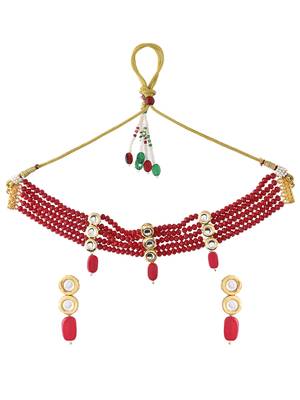 Kundan layered choker jewellery set 3