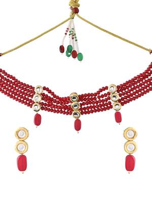 Kundan layered choker jewellery set 4