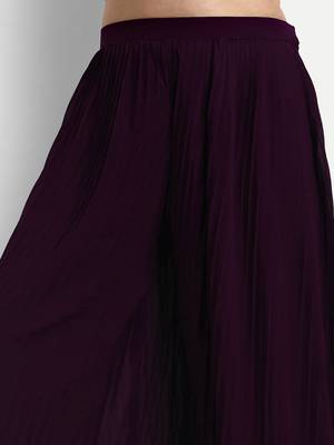Wine Georgette Embroidered Palazzo Suits Set 3
