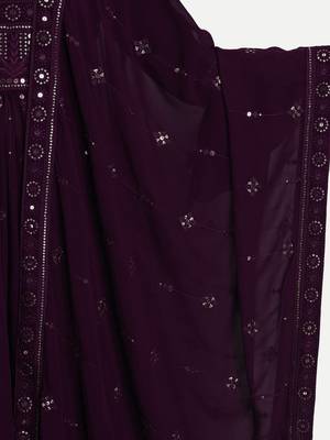 Wine Georgette Embroidered Palazzo Suits Set 5