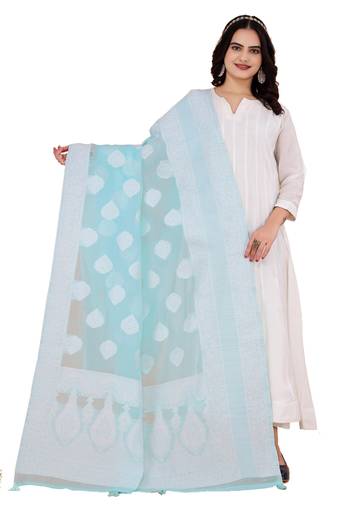 DesiButik Silk Dupatta with Zari Work 36*102 inches