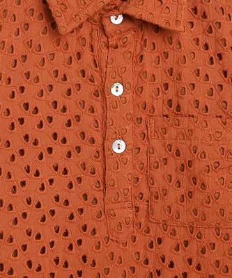 Orange Poplin Embroidery Schiffli Work Kurta 5
