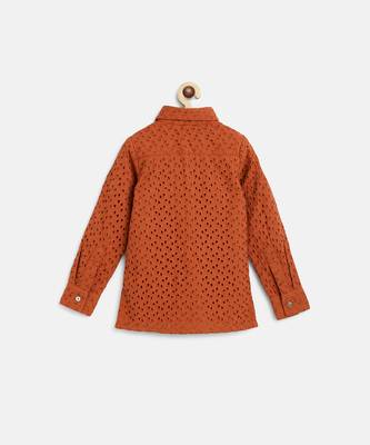 Schiffli rust orange kurta set 4