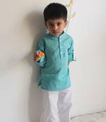 Dobby blue kurta set