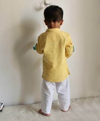 Dobby yellow kurta set 2
