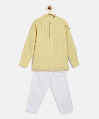 Dobby yellow kurta set 3