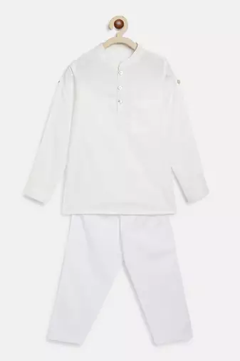 Dobby white kurta set