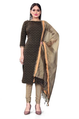 Black Cotton Jacquard Unstitched Dress Material