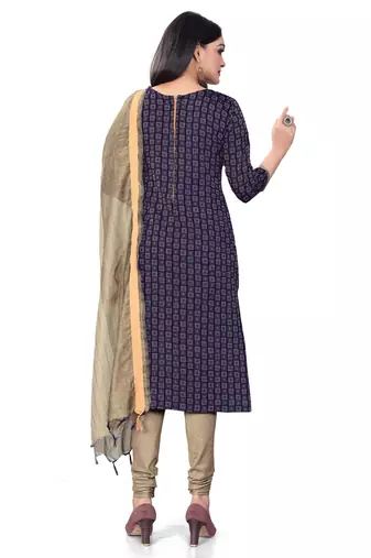Indigo Blue Cotton Jacquard Unstitched Dress Material