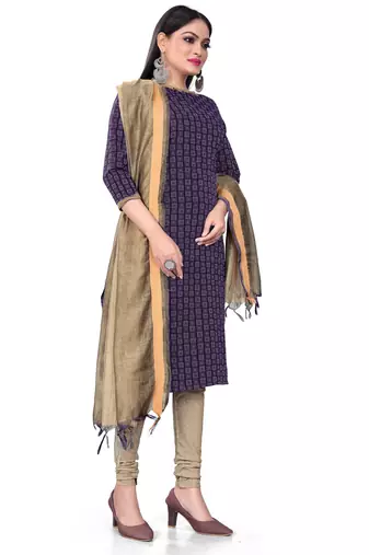 Indigo Blue Cotton Jacquard Unstitched Dress Material