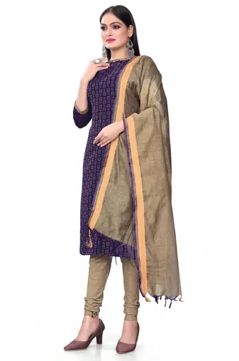 Indigo Blue Cotton Jacquard Unstitched Dress Material