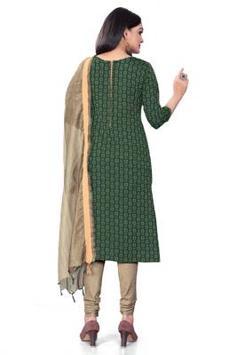 Green Cotton Jacquard Unstitched Dress Material 2