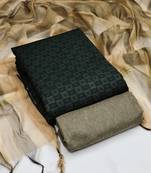 Green Cotton Jacquard Unstitched Dress Material