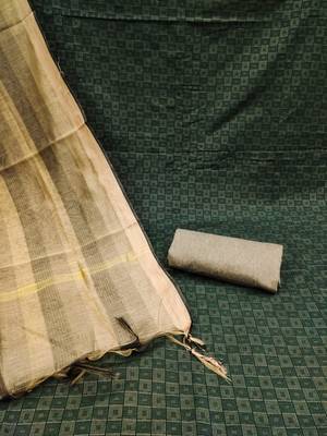 Green Cotton Jacquard Unstitched Dress Material 2