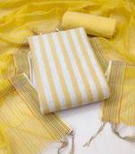 Yellow Cotton Jacquard Unstitched Dress Material