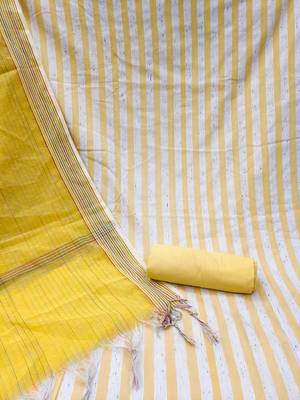 Yellow Cotton Jacquard Unstitched Dress Material 2