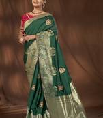 Manohari Designer Most Trendy Woven Green Saree With Unstitch Blouse Piece