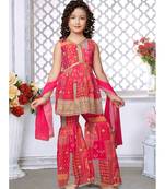 Functional Designer Pink Faux Georgette Shrara suit