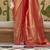 Kimisha women's red silk woven saree with unstitched blouse piece