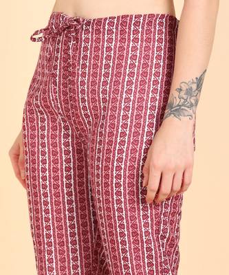 Women's Peach Printed Cotton Kurti With Pant and Dupatta Set 5