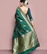 Elora silk blend banarasi woven designer saree for women (green)