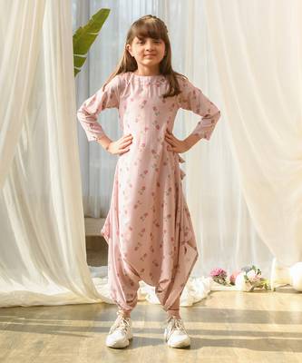 Rosey pink dhoti jumpsuit kids 1