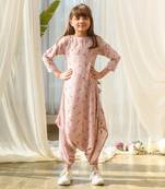 Rosey pink dhoti jumpsuit kids