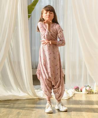 Rosey pink dhoti jumpsuit kids 2