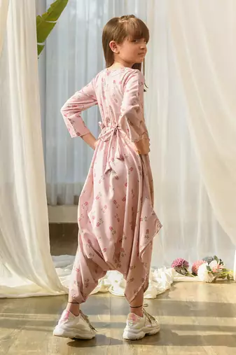 Rosey pink dhoti jumpsuit kids