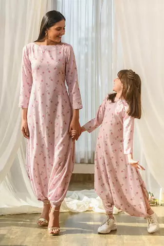 Rosey pink dhoti jumpsuit kids