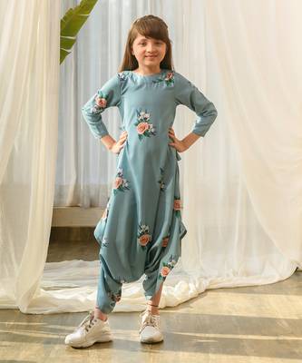 Dusty teal dhoti jumpsuit kids 1