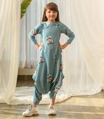 Dusty teal dhoti jumpsuit kids
