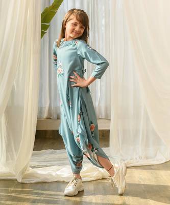 Dusty teal dhoti jumpsuit kids 2