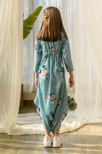 Dusty teal dhoti jumpsuit kids