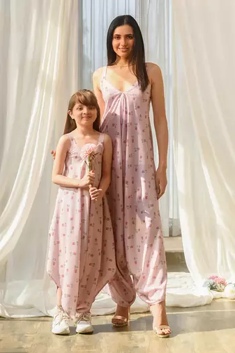 Rosey pink palazzo jumpsuit kids