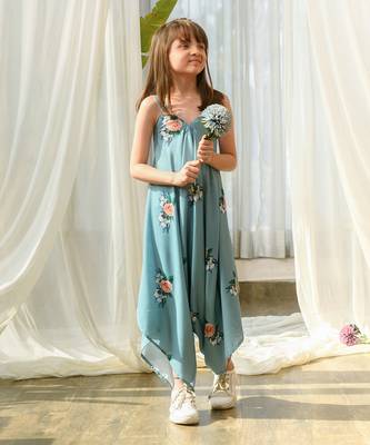 Dusty teal palazzo jumpsuit kids 1