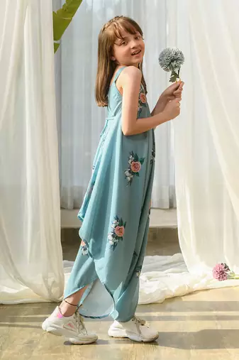 Dusty teal palazzo jumpsuit kids