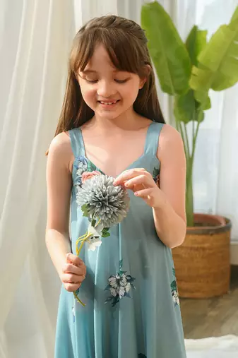 Dusty teal palazzo jumpsuit kids