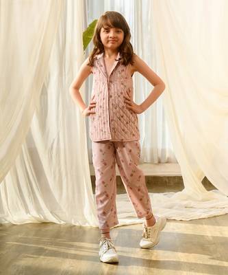 Rosey pink quilted pant suit kids 1