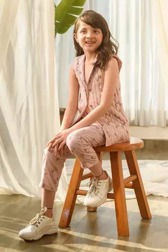 Rosey pink quilted pant suit kids