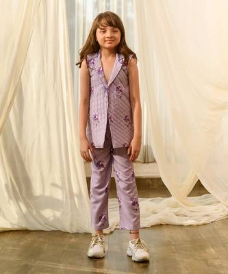 Very peri lilac quilted pant suit kids 1