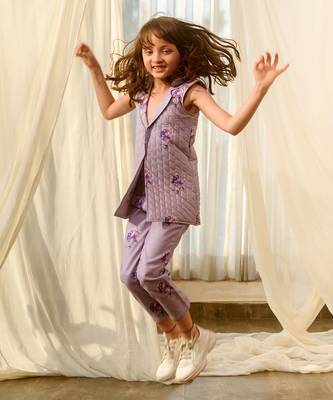 Very peri lilac quilted pant suit kids 2
