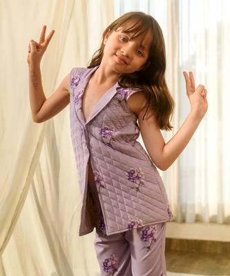 Very peri lilac quilted pant suit kids 4