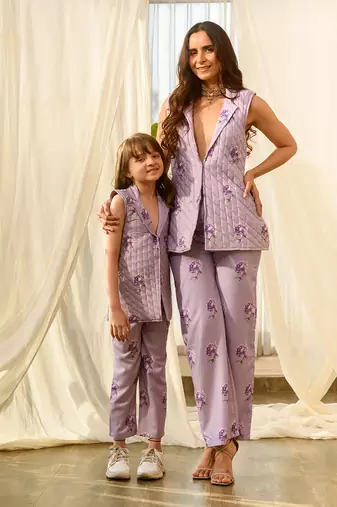 Very peri lilac quilted pant suit kids