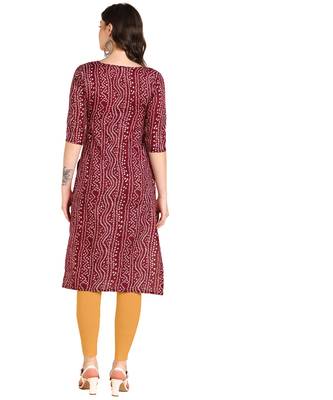 Maroon Printed Cotton Straight Kurta 3