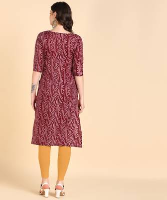 Maroon Printed Cotton Straight Kurta 4