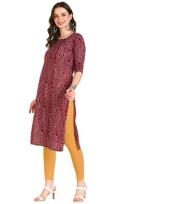 Maroon Printed Cotton Straight Kurta 5